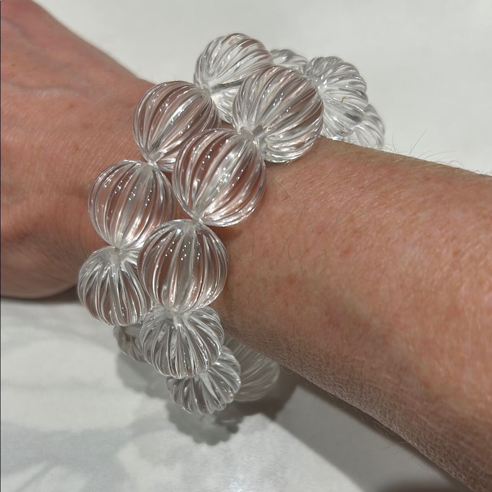 Elegant Clear Rock Crystal Beaded Bracelets